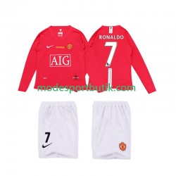 Manchester United Matchtröja Ronaldo 7 Premier League 2009 Retro Hemma 2008 Långärmad ,Fotbollsställ Barn