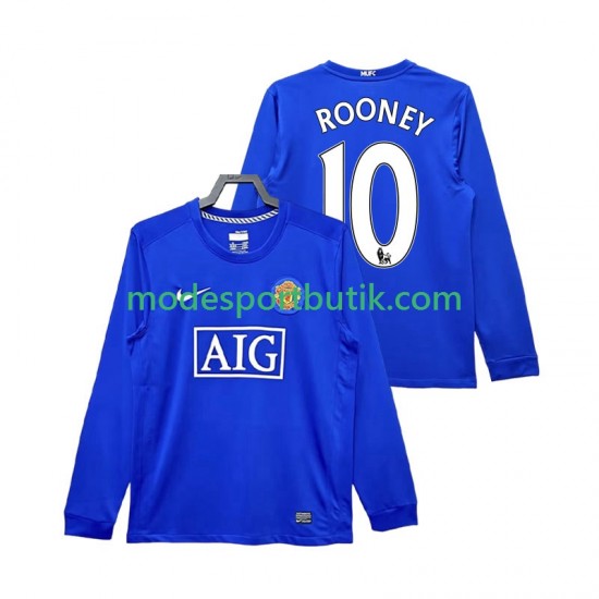 Manchester United Matchtröja Rooney 10 2009 Retro Tredje 2008 Långärmad ,Herr