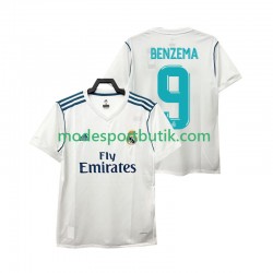 Real Madrid Matchtröja BENZEMA 9 2017 2018 Retro Hemma Kortärmad ,Herr