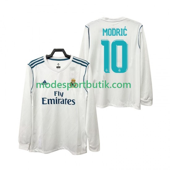 Real Madrid Matchtröja Modrić 10 2017 2018 Retro Hemma Långärmad ,Herr