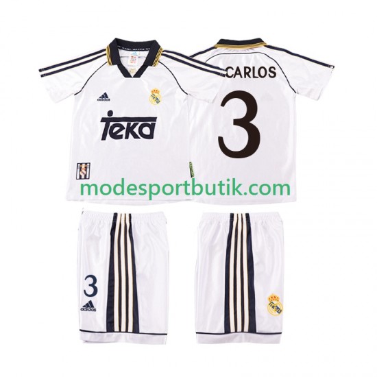 Real Madrid Matchtröja R CARLOS 3 2000 Retro Hemma 1998 Kortärmad ,Fotbollsställ Barn