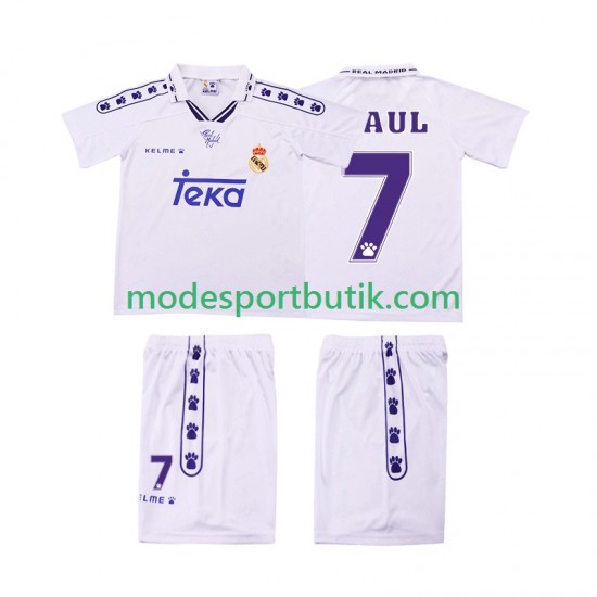Real Madrid Matchtröja RAUL 7 1994 1996 Retro Hemma Kortärmad ,Fotbollsställ Barn