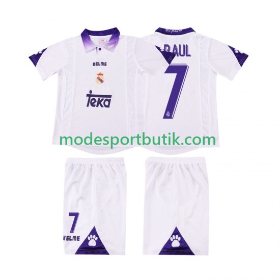 Real Madrid Matchtröja RAUL 7 1997 Retro Hemma 1998 Kortärmad ,Fotbollsställ Barn