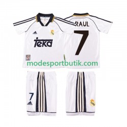 Real Madrid Matchtröja RAUL 7 2000 Retro Hemma 1998 Kortärmad ,Fotbollsställ Barn
