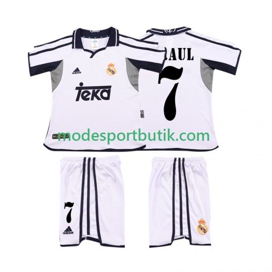 Real Madrid Matchtröja RAUL 7 2001 Retro Hemma 2002 Kortärmad ,Fotbollsställ Barn