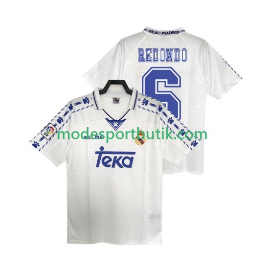 Real Madrid Matchtröja REDONDO 6 1996 1997 Retro Hemma Kortärmad ,Herr