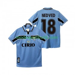 SS Lazio Matchtröja NEDVED 18 Retro Hemma 1998 1999 Kortärmad ,Herr