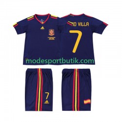 Spanien Matchtröja DAVID VILLA 7 Retro Borta 2010 Kortärmad ,Fotbollsställ Barn