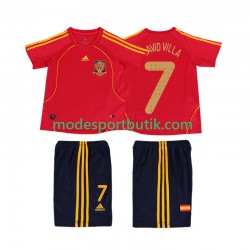 Spanien Matchtröja DAVID VILLA 7 Retro Hemma 2008 Kortärmad ,Fotbollsställ Barn