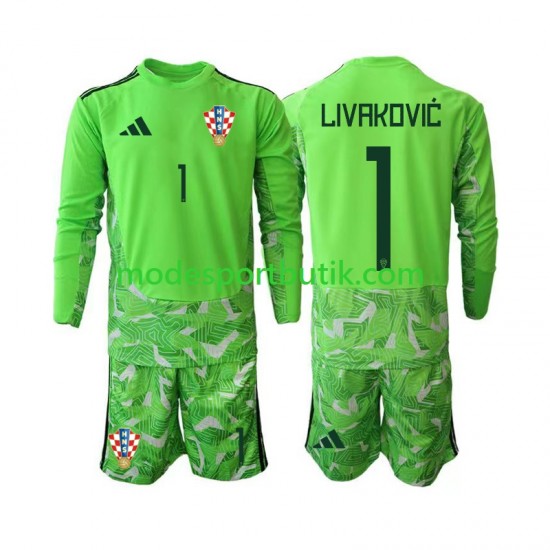 Kroatien Matchtröja Dominik Livakovic 25 Målvakt Hemma 2026-2027 Långärmad ,Fotbollsställ Barn