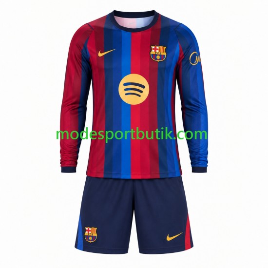 FC Barcelona Matchtröja Hemma 2026-2027 Långärmad ,Fotbollsställ Barn