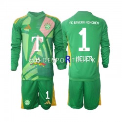 FC Bayern München Matchtröja Manuel Neuer 1 Målvakt Fjärde 2024-2025 Långärmad ,Fotbollsställ Barn