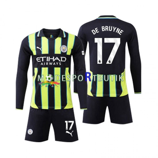 Manchester City Matchtröja Kevin De Bruyne 17 Borta 2024-2025 Långärmad ,Fotbollsställ Barn