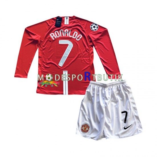 Manchester United Matchtröja Cristiano Ronaldo 7 Champion League 2007 Retro Hemma Långärmad ,Fotbollsställ Barn