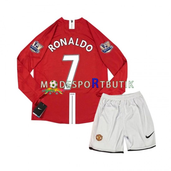 Manchester United Matchtröja Cristiano Ronaldo 7 2007 Retro Hemma Långärmad ,Fotbollsställ Barn