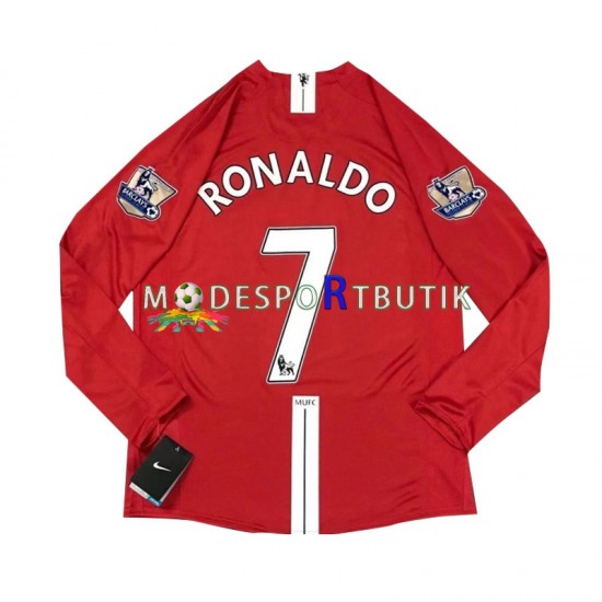 Manchester United Matchtröja Cristiano Ronaldo 7 2007 Retro Hemma Långärmad ,Herr