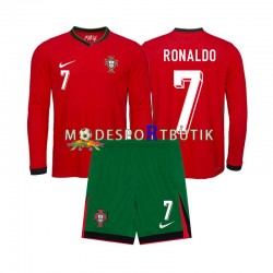 Portugal Matchtröja Ronaldo 7 Hemma Euro 2024 Långärmad ,Fotbollsställ Barn