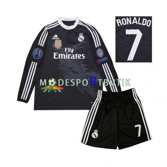 Real Madrid Matchtröja Cristiano Ronaldo 7 2014 Retro Tredje Långärmad ,Fotbollsställ Barn