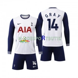 Matchtröja Tottenham Spurs Gray 14 Hemma 2024-2025 Långärmad ,Fotbollsställ Barn