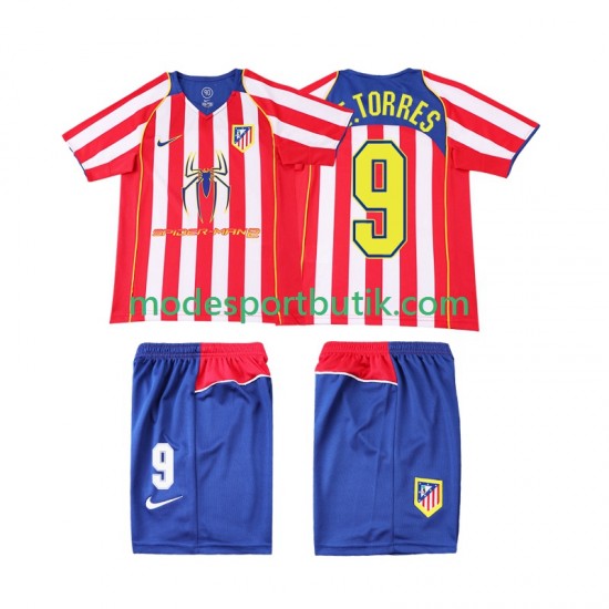 Atlético Madrid Matchtröja F TORRES 9 2005 Retro Hemma 2004 Kortärmad ,Fotbollsställ Barn