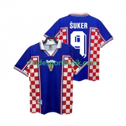 Kroatien Matchtröja SUKER 9 Retro Borta 1998 Kortärmad ,Herr