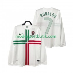 Portugal Matchtröja Cristiano Ronaldo 7 2012 Retro Borta Långärmad ,Herr