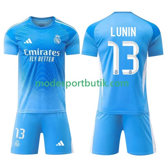 Real Madrid Matchtröja Andriy Lunin 13 Målvakt Hemma 2025-2026 Kortärmad ,Fotbollsställ Barn