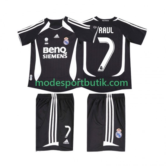 Real Madrid Matchtröja RAUL 7 2007 Retro Borta 2006 Kortärmad ,Fotbollsställ Barn