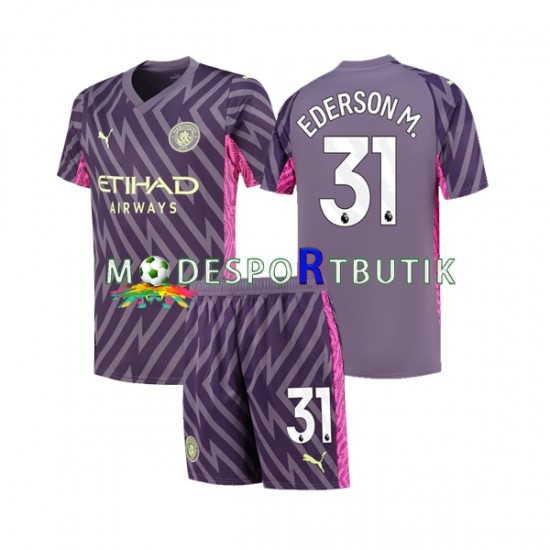 Manchester City Matchtröja Ederson Moraes 31 Målvakt Borta 2023-2024 Kortärmad ,Fotbollsställ Barn