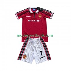 Manchester United Matchtröja Beckham 7 Retro Hemma 1998 1999 Kortärmad ,Fotbollsställ Barn