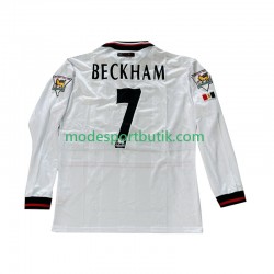 Manchester United Matchtröja Beckham 7 Retro Borta 1998 1999 Långärmad ,Herr