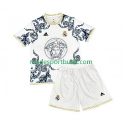 Real Madrid Matchtröja Versace Edition Vit Hemma 2024-2025 Kortärmad ,Fotbollsställ Barn