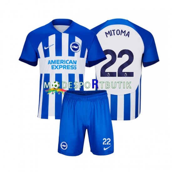 Brighton Hove Albion Matchtröja Mitoma 22 Hemma 2023-2024 Kortärmad ,Fotbollsställ Barn