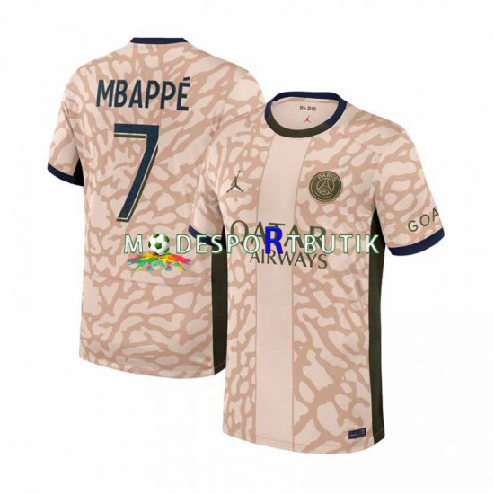 Paris Saint-Germain Matchtröja Mbappé 7 Fjärde 2023-2024 Kortärmad ,Herr