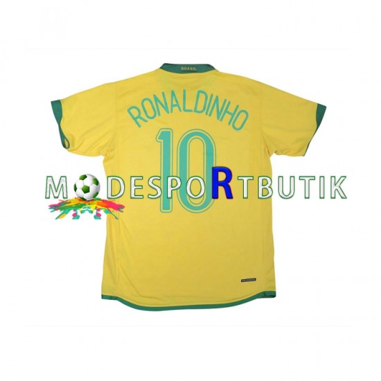 Brasilien Matchtröja RONALDINHO 10 Retro Hemma 2006 Kortärmad ,Herr