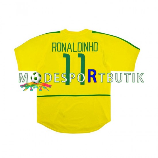 Brasilien Matchtröja RONALDINHO 11 Retro Hemma 2002 Kortärmad ,Herr