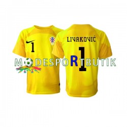 Kroatien Matchtröja Dominik Livakovic 1 Målvakt Hemma VM 2022 Kortärmad ,Herr