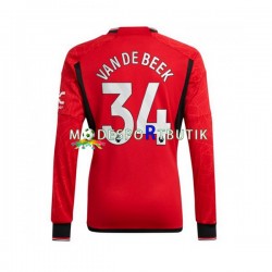 Manchester United Matchtröja Donny van de Beek 34 Hemma 2023-2024 Långärmad ,Herr