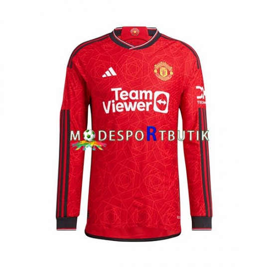 Manchester United Matchtröja Mount 7 Hemma 2023-2024 Långärmad ,Herr