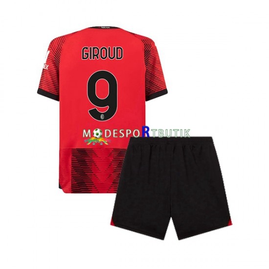 AC Milan Matchtröja Olivier Giroud 9 Hemma 2023-2024 Kortärmad ,Fotbollsställ Barn