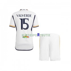 Real Madrid Matchtröja Federico Valverde 15 Hemma 2023-2024 Kortärmad ,Fotbollsställ Barn