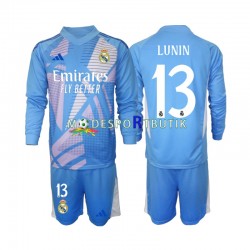 Real Madrid Matchtröja Andriy Lunin 13 Målvakt Hemma 2024-2025 Långärmad ,Fotbollsställ Barn