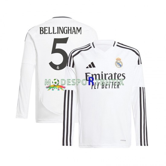 Real Madrid Matchtröja Jude Bellingham 5 Hemma 2024-2025 Långärmad ,Herr