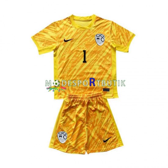 Slovenien Matchtröja Jan Oblak 1 Målvakt Hemma Euro 2024 Kortärmad ,Fotbollsställ Barn