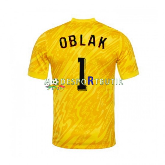 Slovenien Matchtröja Jan Oblak 1 Målvakt Hemma Euro 2024 Kortärmad ,Herr