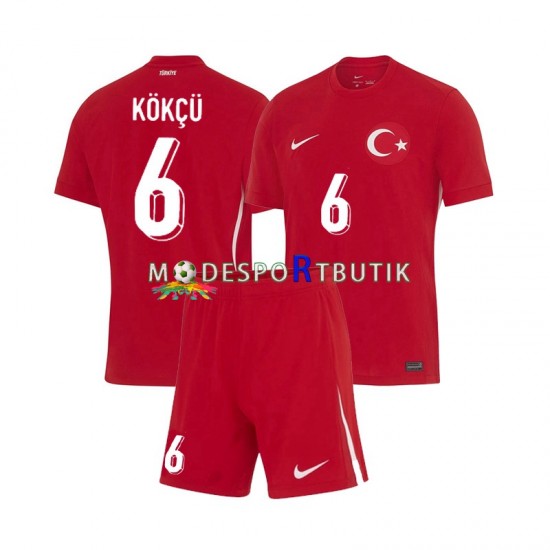 Turkiet Matchtröja Orkun Kokcu 6 Borta Euro 2024 Kortärmad ,Fotbollsställ Barn