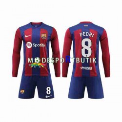 FC Barcelona Matchtröja Pedri 8 Hemma 2023-2024 Långärmad ,Fotbollsställ Barn