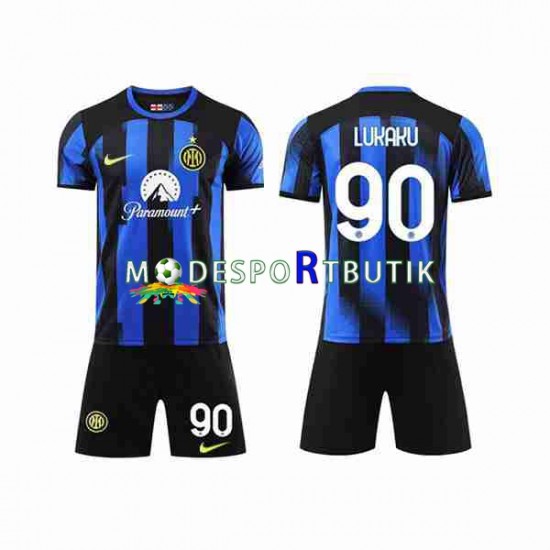 Inter Milan Matchtröja Lukaku 90 Hemma 2023-2024 Kortärmad ,Fotbollsställ Barn