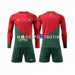 Portugal Matchtröja Hemma VM 2022 Långärmad ,Fotbollsställ Barn