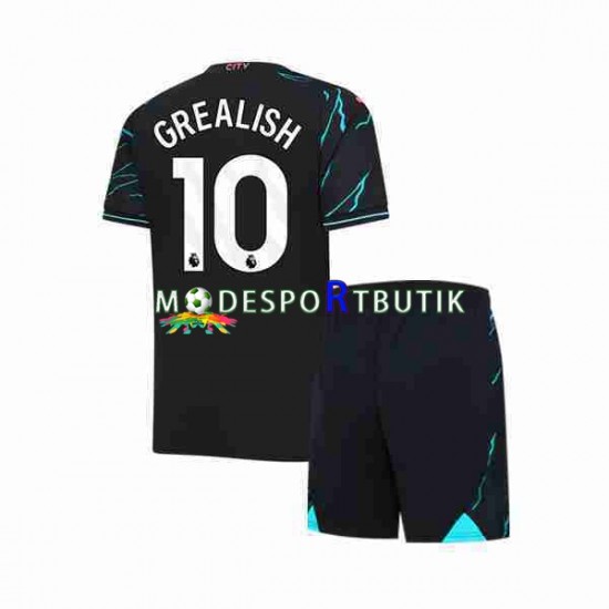 Manchester City Matchtröja Jack Grealish 10 Tredje 2023-2024 Kortärmad ,Fotbollsställ Barn